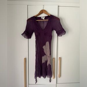 Vintage Max Studio Specialty Products Amethyst Silk Summer Dress